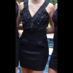 Black ruffle front and  T- back dress